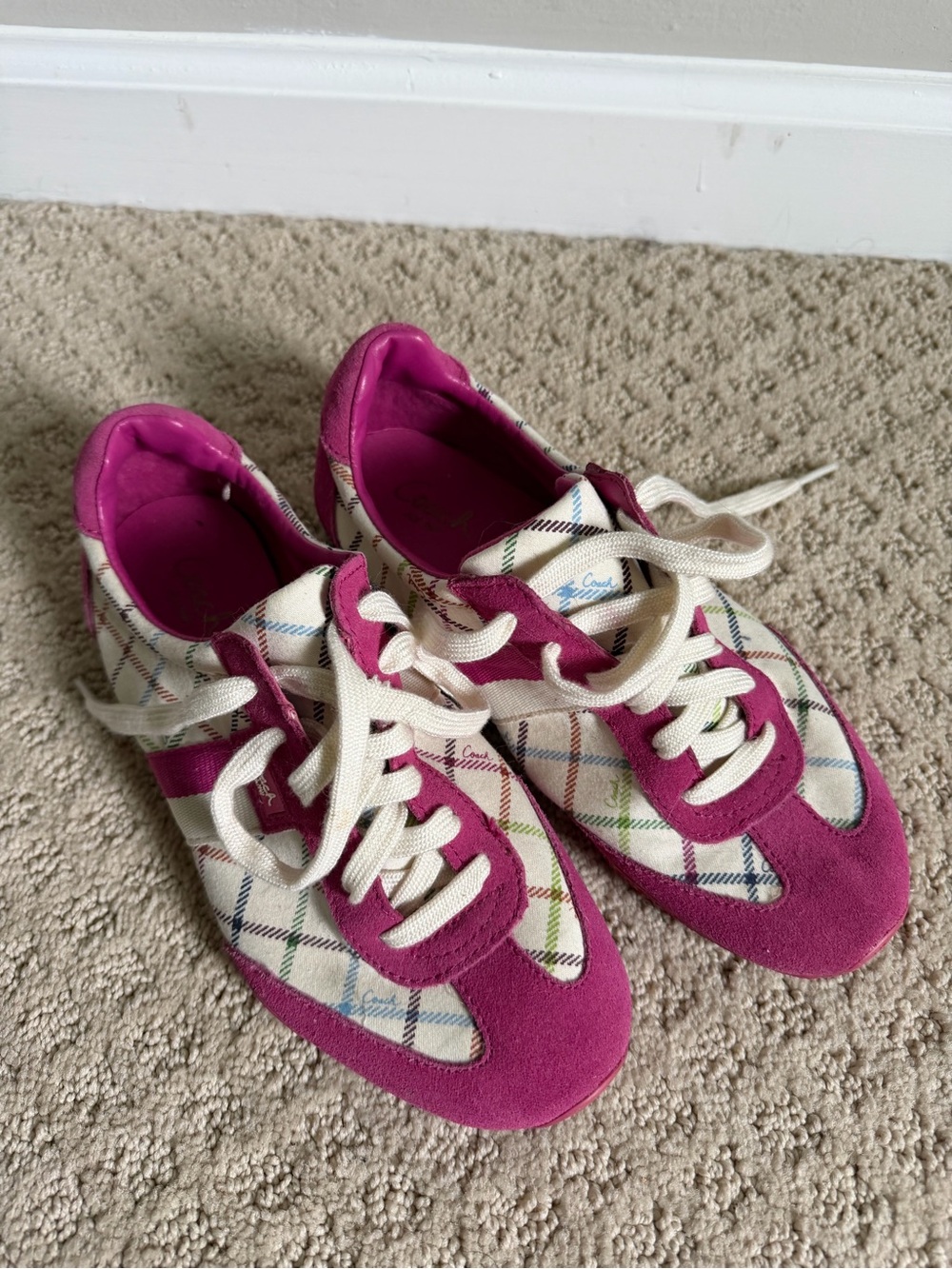 Coach Kinsley Pink Plaid sneakers